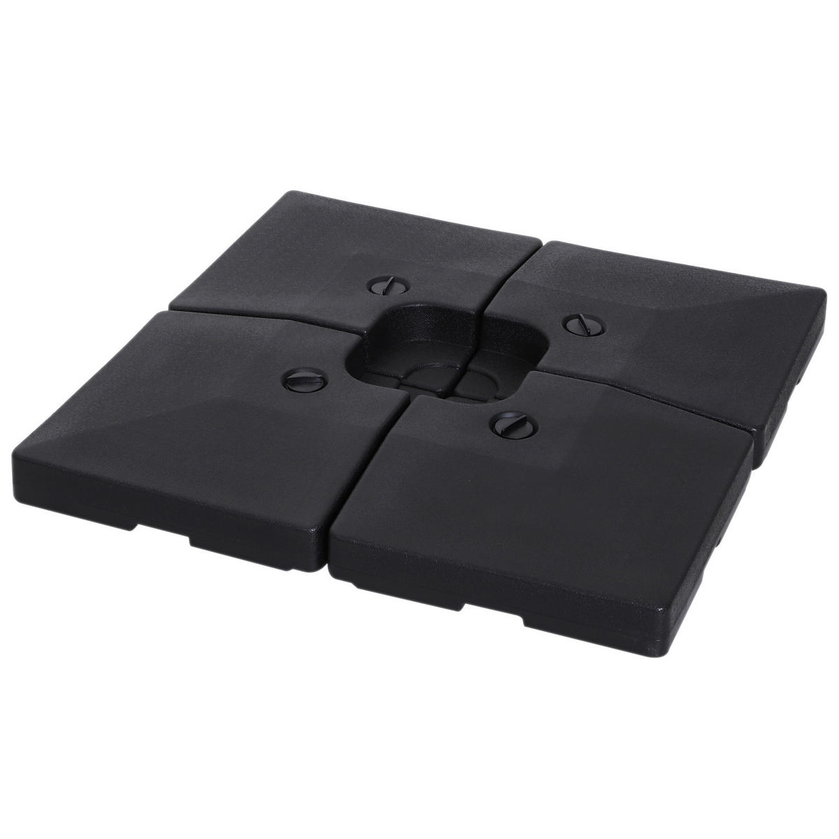 SONNENSCHIRMSTÄNDER befüllbar mit Sand Wasser HDPE-Kunststoff Schwarz Maße pro Element 51 x 51 x 12 cm bis zu 130 kg - Schwarz, Kunststoff (51/51cm) - Outsunny