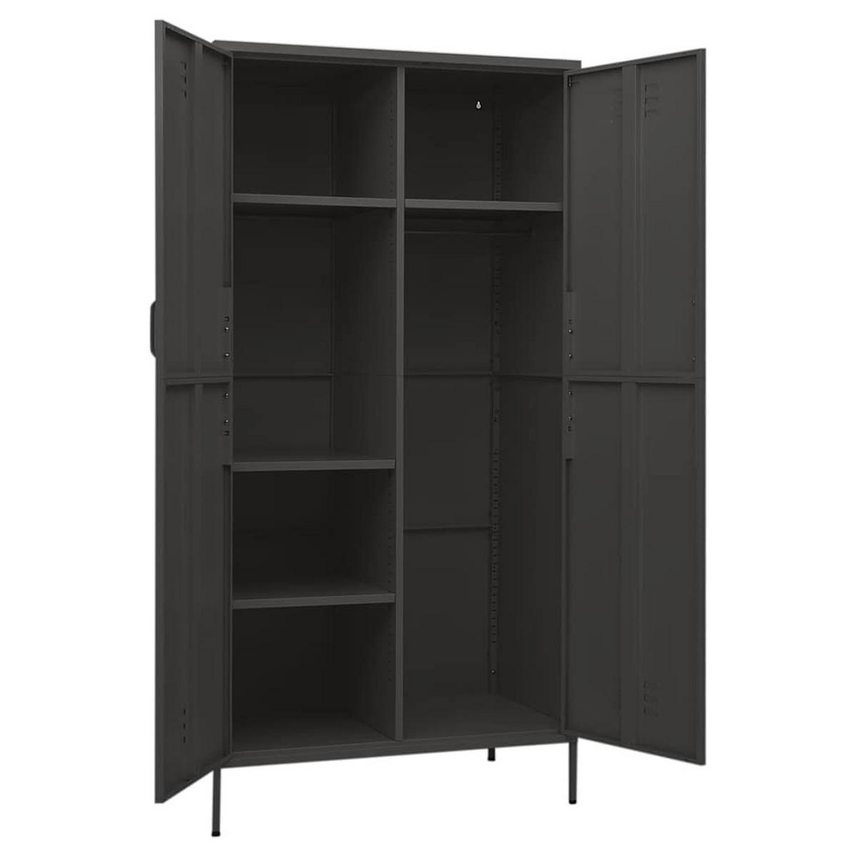 KLEIDERSCHRANK 2-Türig mit 4 verstellbaren Fächern 90/50/180 cm aus Stahl Anthrazit - Anthrazit, Metall (90/180/50cm) - vidaXL