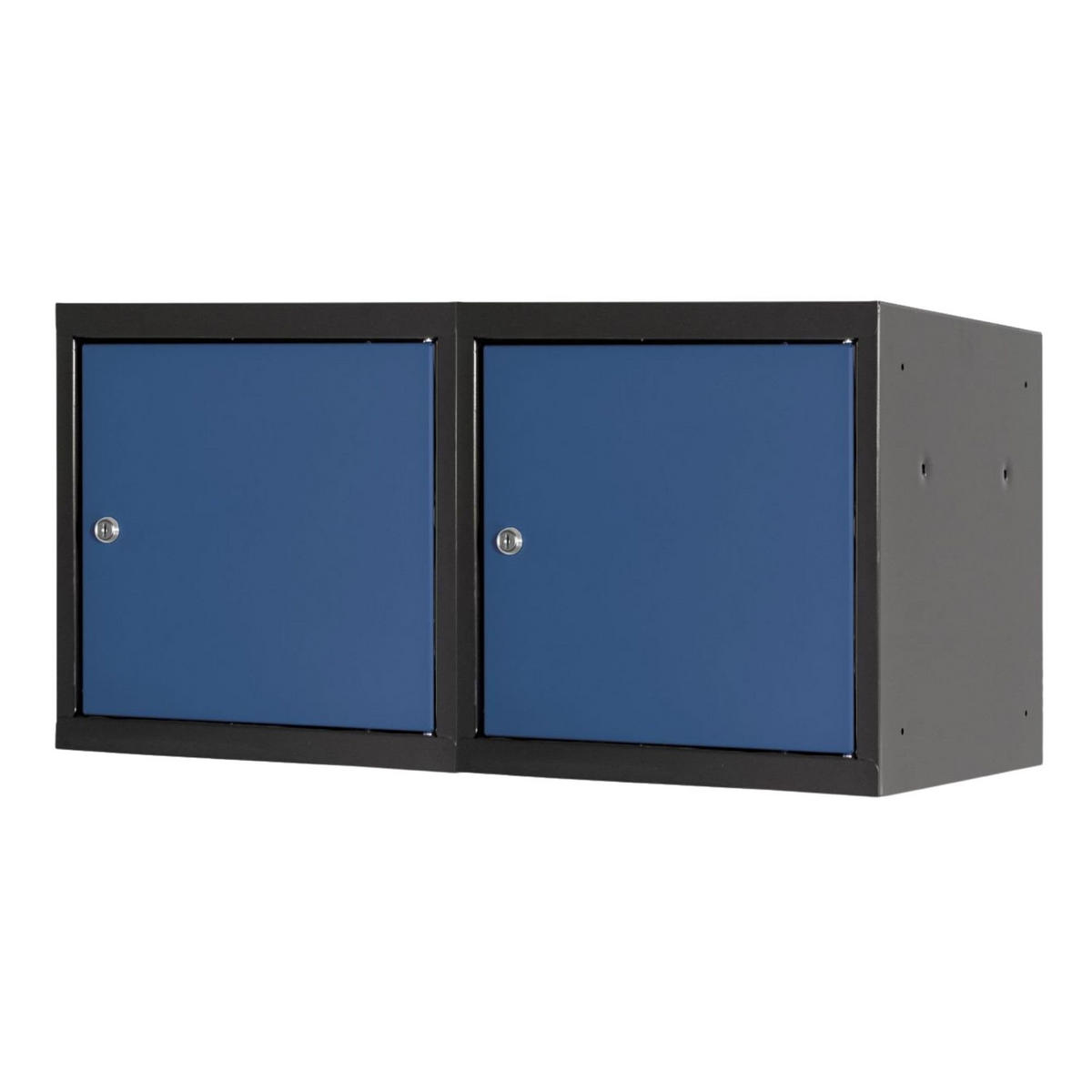 SCHLIESSFACHWÜRFEL 2x Blocky mit Zylinderschloss + 2 Schlüssel 40x40x40cm Anthrazit/Enzianblau - Anthrazit/Dunkelblau, Metall (40/40/40cm) - PROREGAL