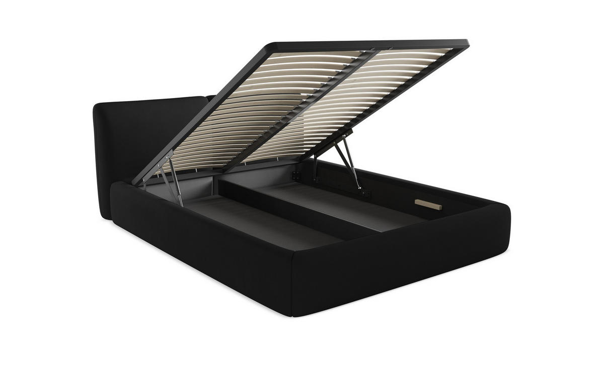 POLSTERBETT mit Bettkasten und Lattenrost 200x228 Grün - Schwarz/Olivgrün, Kunststoff/Textil (180/200cm) - Makamii