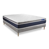 BETT Actimemo confort Memory-Schaum 150 x 195 cm h2 - Kit Bettgestell Grau - Beige/Grau, Holz (150/195cm) - ACTISOM