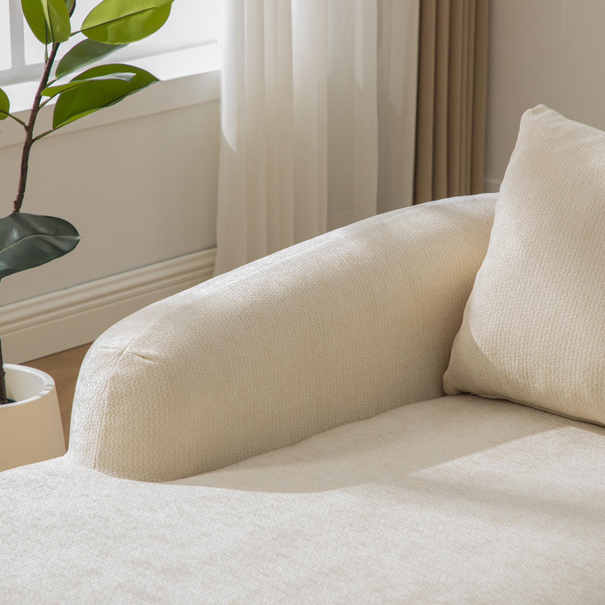 RÉCAMIERE DE-35127 linke mit Chenille-Bezug Beige - Beige, Textil (99/80.5/172cm) - ComfortXL