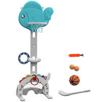 KINDER-BASKETBALLKORB HDPE Blau Grau Weiß - Blau, Kunststoff (46/51cm) - AIYAPLAY