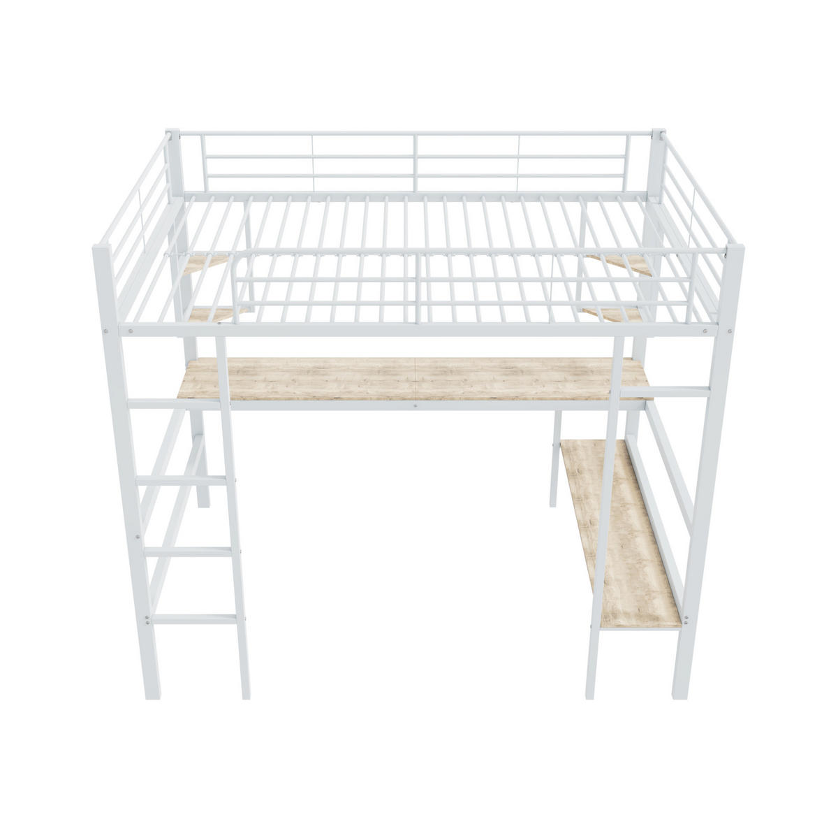 HOCHBETT 140/200 cm Weiß aus Metall und MDF mit Schreibtisch - Weiß, Metall (140/200cm) - OKMYHOME