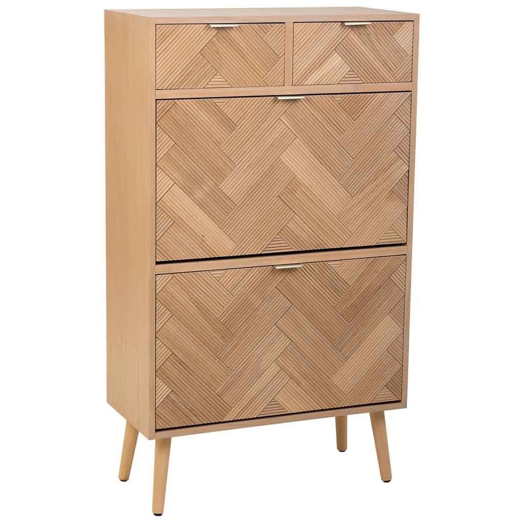 SCHUHREGAL aus Holz mit 2 Türen und 2 Schubladen, 70x32x120 braun - Braun, Holzwerkstoff (70/70/120cm) - Wanderlust