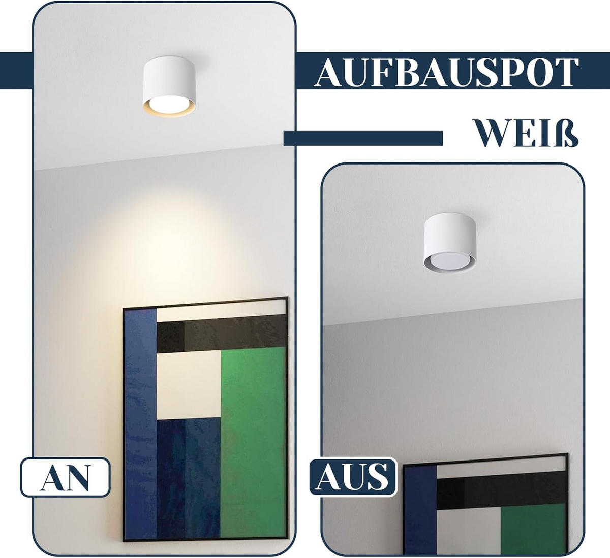 DECKENSTRAHLER Lichtmar 10/8/10 cm - Schwarz, Metall (10/10/8cm) - ZMH