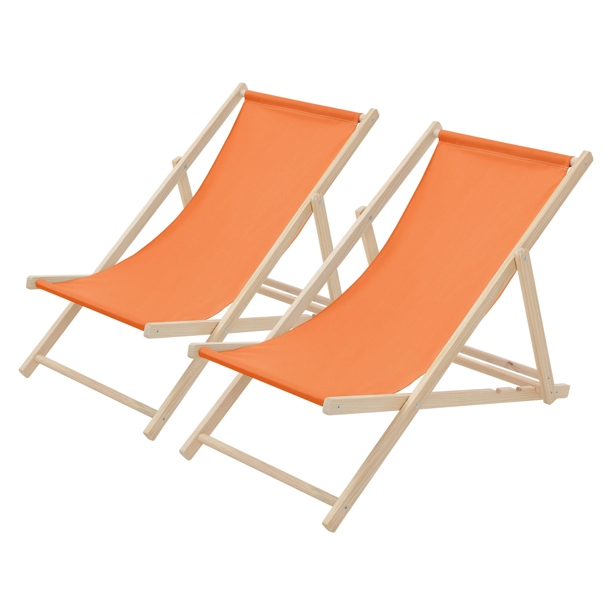 LIEGESTUHL 2er Set Orange - Orange, Holz (57.5/83/100cm) - ECD-Germany