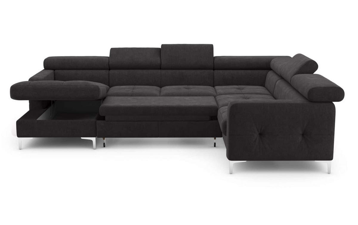 WOHNLANDSCHAFT mit Schlaffunktion und Bettkasten - Anthrazit/Silberfarben, Holz/Textil (240/74/304cm) - Cotta