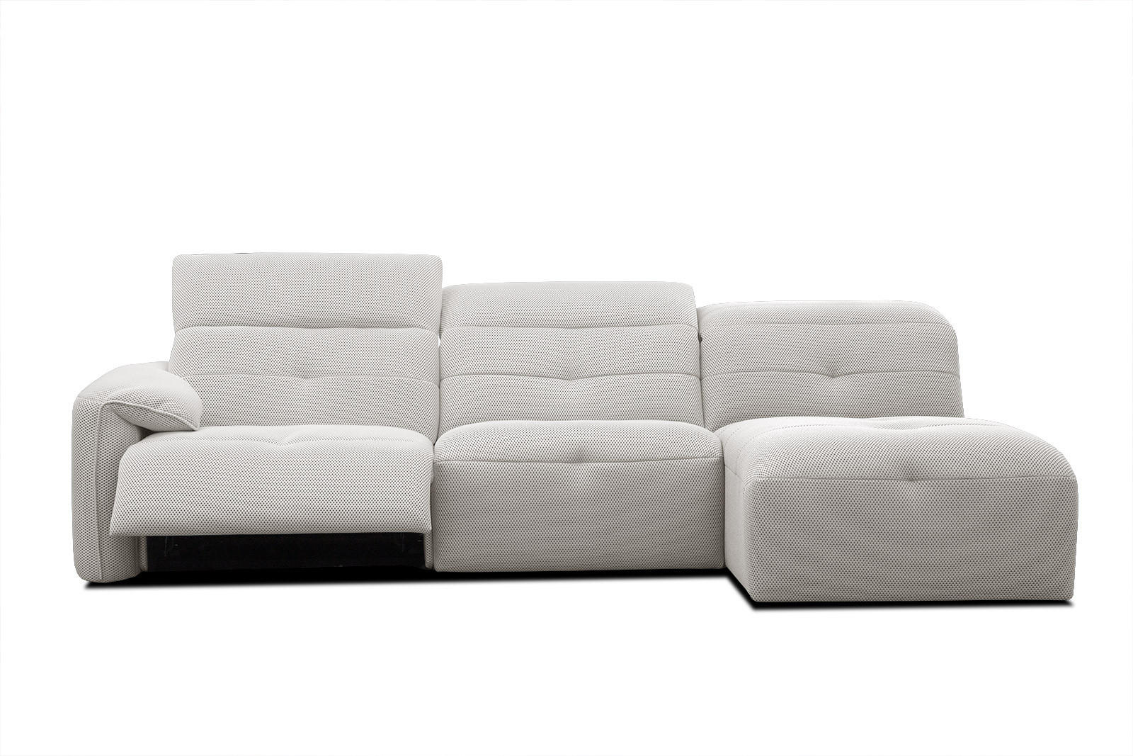 ECKSOFA TRENTO 4-Sitzer mit 1 Relaxfunktion, ecru - Ecru/Schwarz, Holzwerkstoff/Kunststoff (262/165cm) - Courtois Laville