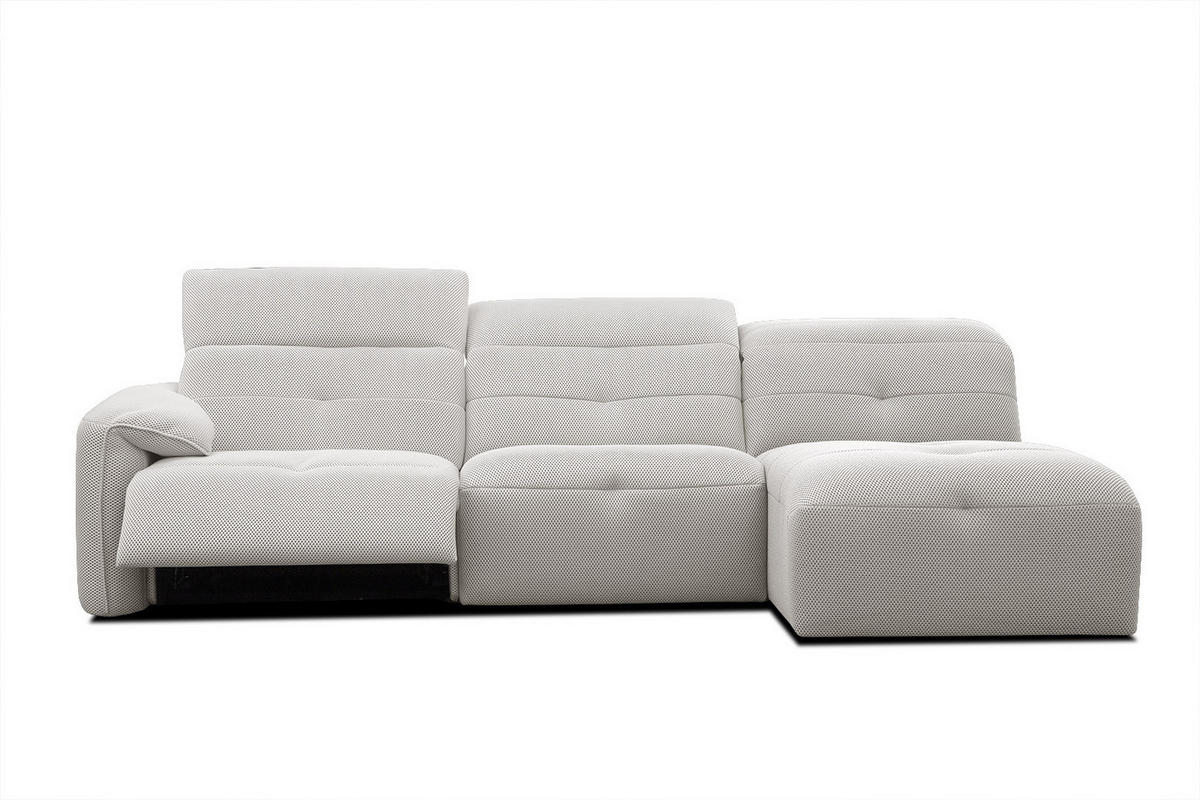 ECKSOFA TRENTO 4-Sitzer mit 1 Relaxfunktion, ecru - Ecru/Schwarz, Holzwerkstoff/Kunststoff (262/165cm) - Courtois Laville