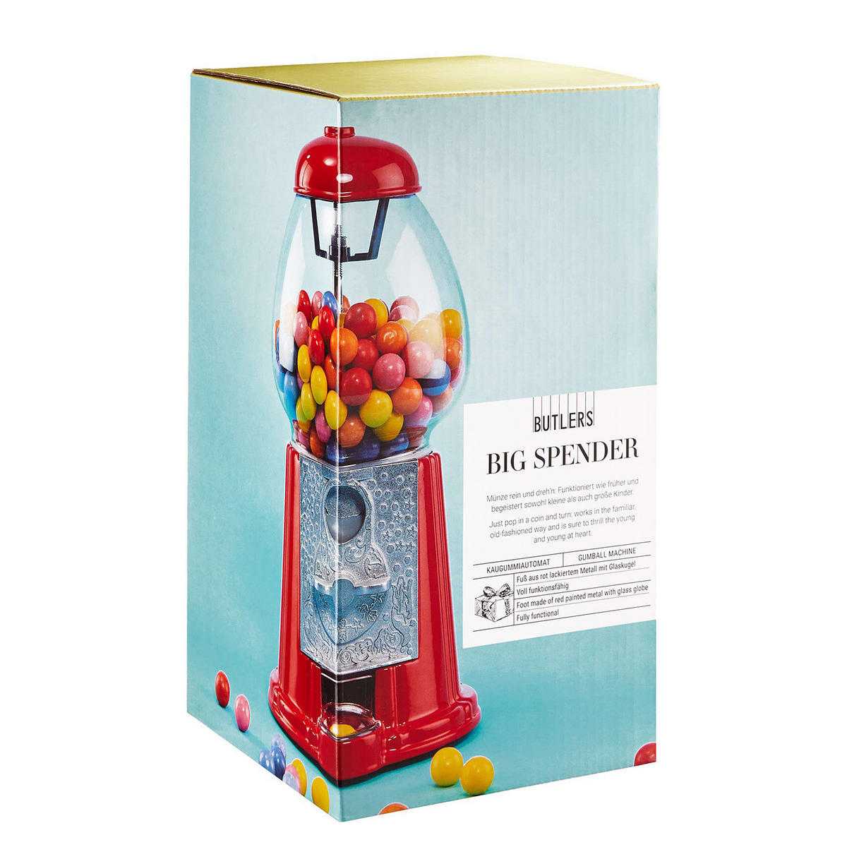 KAUGUMMI-AUTOMAT (6er Set) Big Spender - Rot, Glas/Metall (17/29/17cm) - Butlers