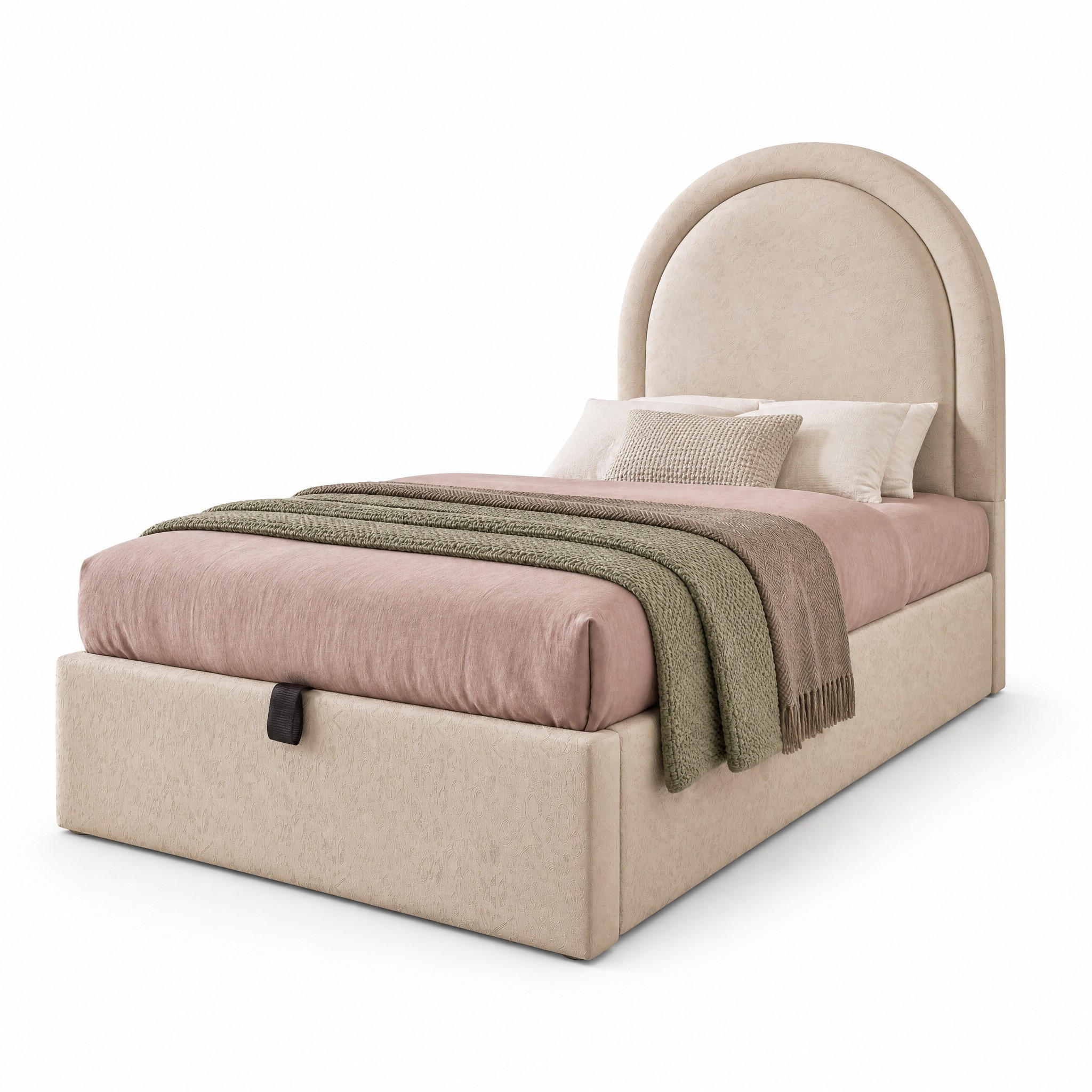 KINDERBETT 90/200 cm in Beige Polsterbett mit Bettkasten und Lattenrost - Beige, Holzwerkstoff/Textil (90/200cm) - STILVORA