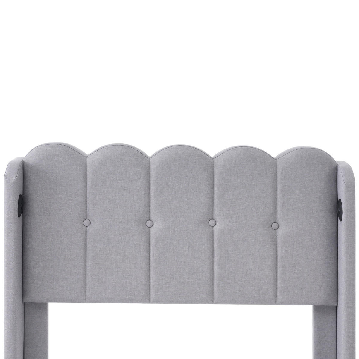 POLSTERBETT 90/200 cm Grau aus Leinen mit USB- und Typ-C-Ladefunktion - Grau, Textil (90/200cm) - OKMYHOME