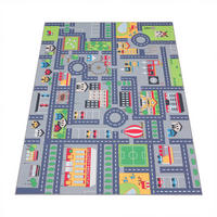 KINDERTEPPICH Waschbar, mit Dorf‑ und Bauernhofplan‑Muster, Grau, 200 x 290 cm - Grau, Textil (200/290cm) - KADIMA DESIGN