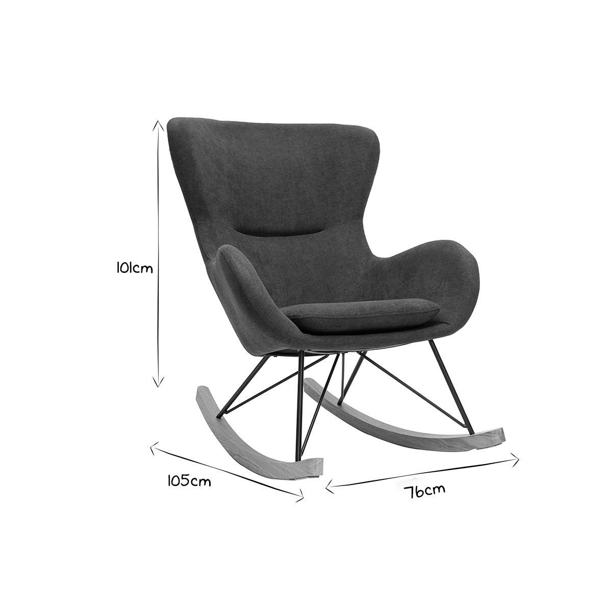 SCHAUKELSTUHL Design Grau Stoff Samteffekt ESKUA - Anthrazit, Textil (104/101/76cm) - Miliboo