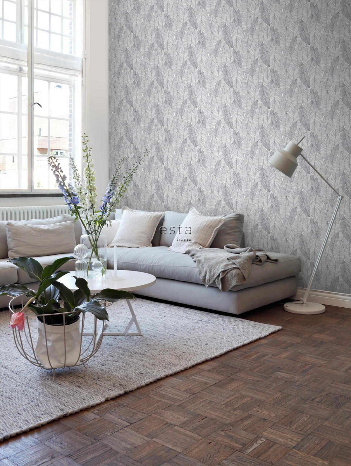 TAPETE gezeichnete Blätter 53 cm x 10.05 m - Schwarz, Papier (53/1000cm) - ESTAhome