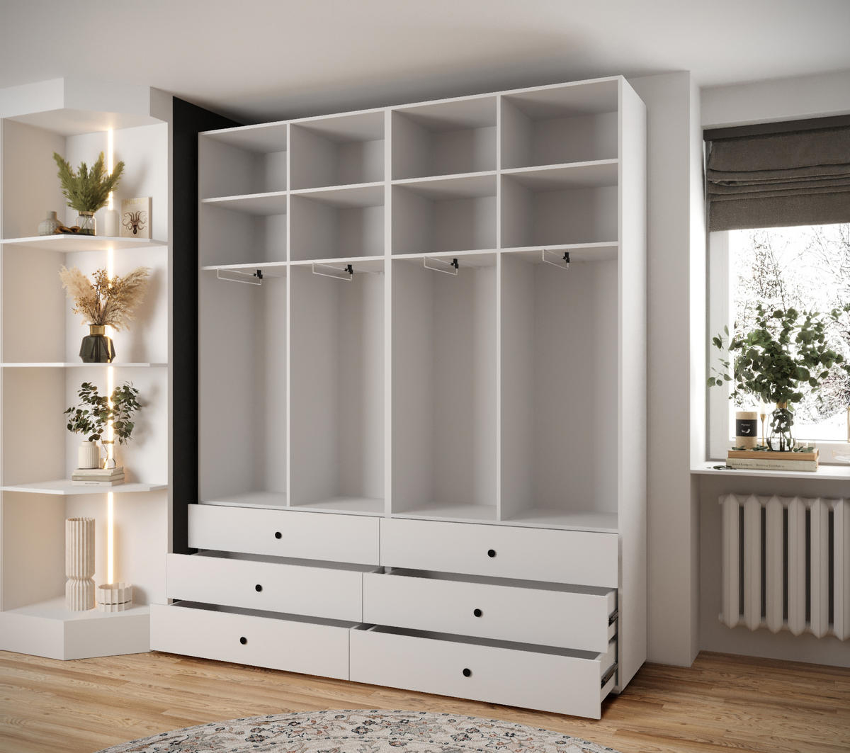 GARDEROBEN-SET 236,7/200/47 - Weiß, Holz/Kunststoff (200/236.7/47cm) - Abiks Möbel