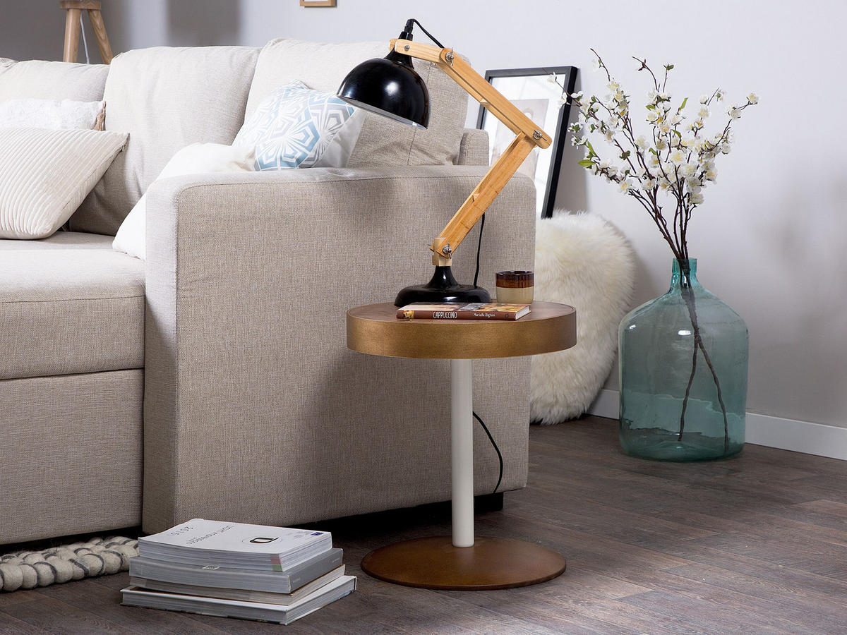 BEISTELLTISCH Holz dunkelbraun 40 cm Oregon - Dunkelbraun/Weiß, Holzwerkstoff (40/40/45cm) - Beliani