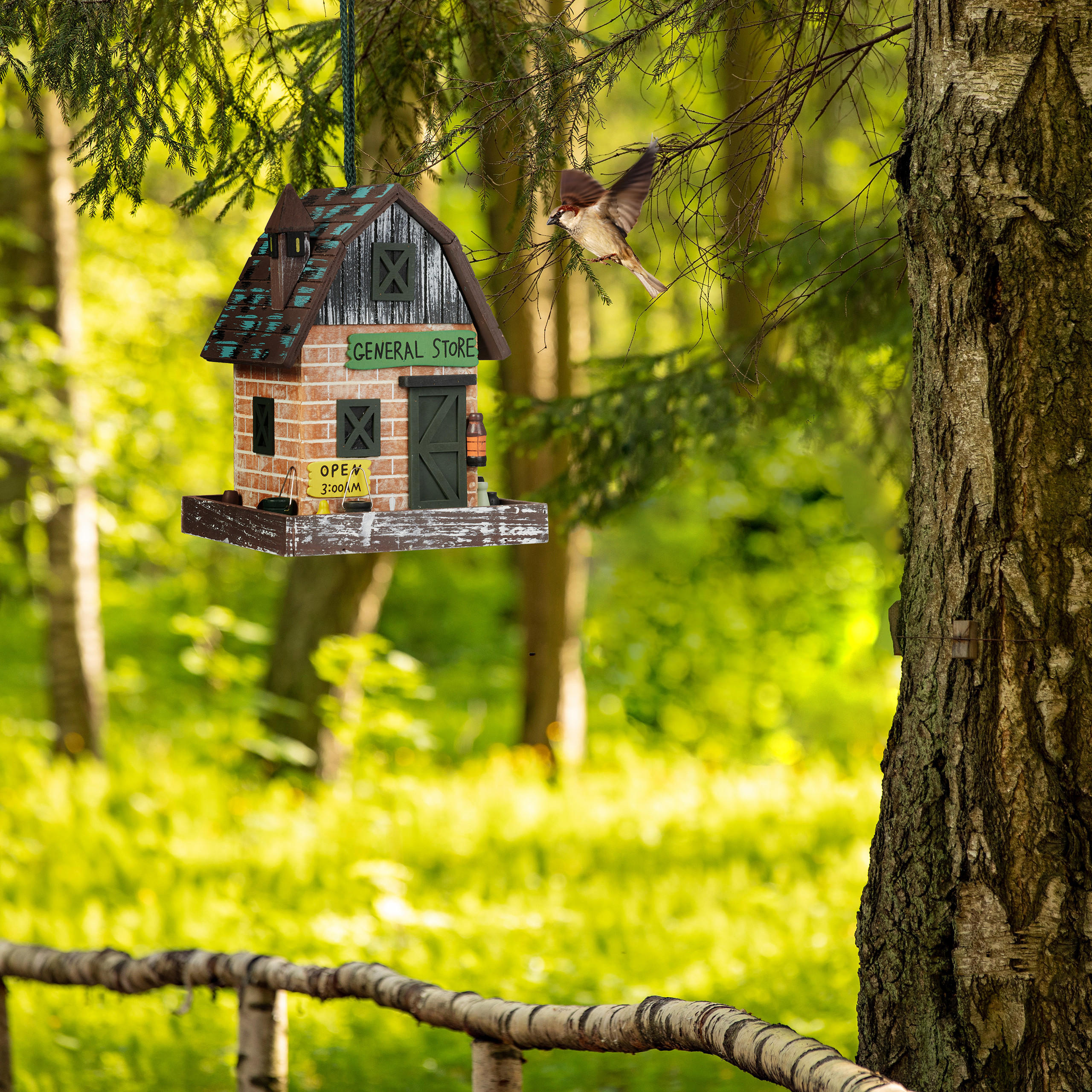 DEKO-VOGELHAUS - Braun, Holz (18/23/18cm) - Relaxdays