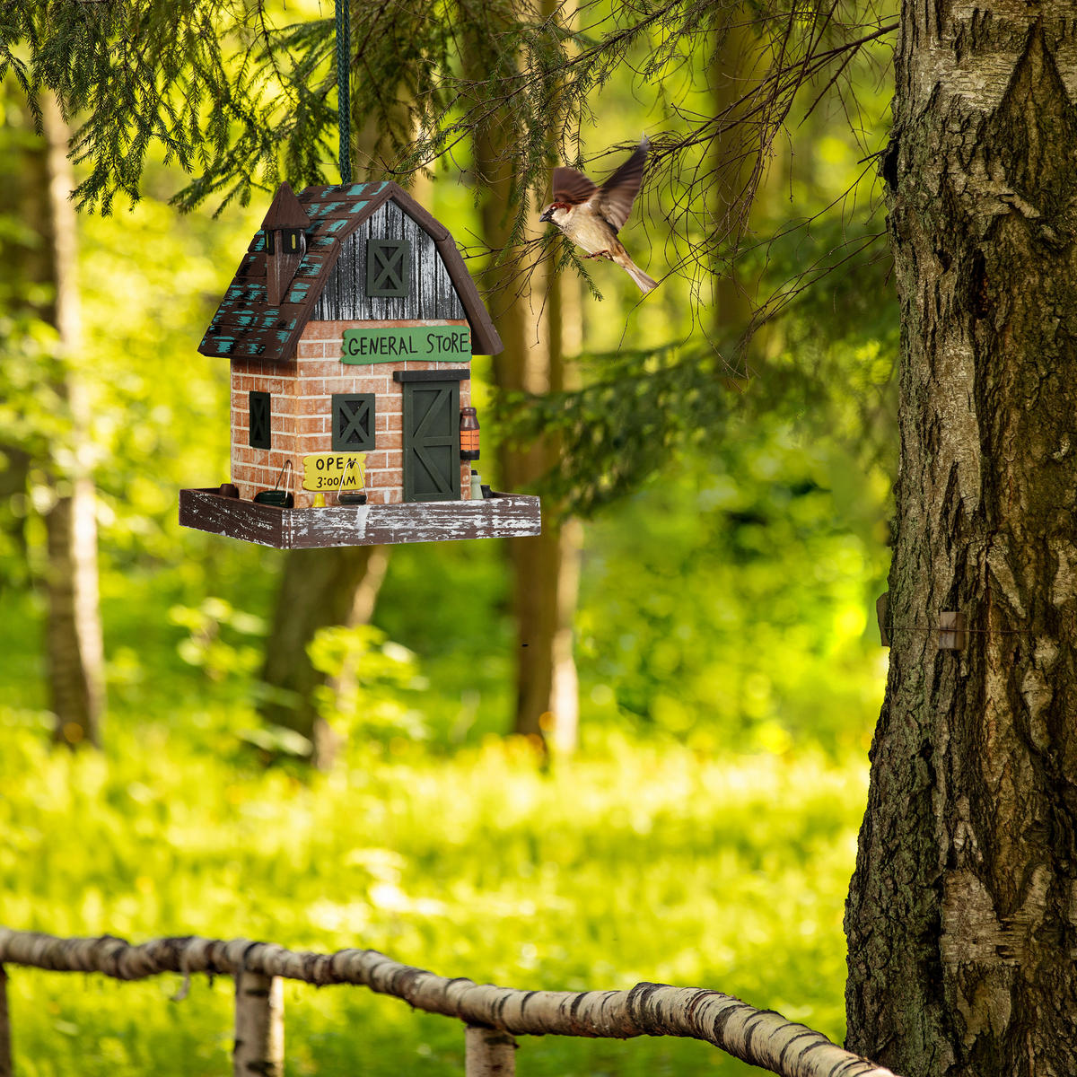 DEKO-VOGELHAUS - Braun, Holz (18/23/18cm) - Relaxdays