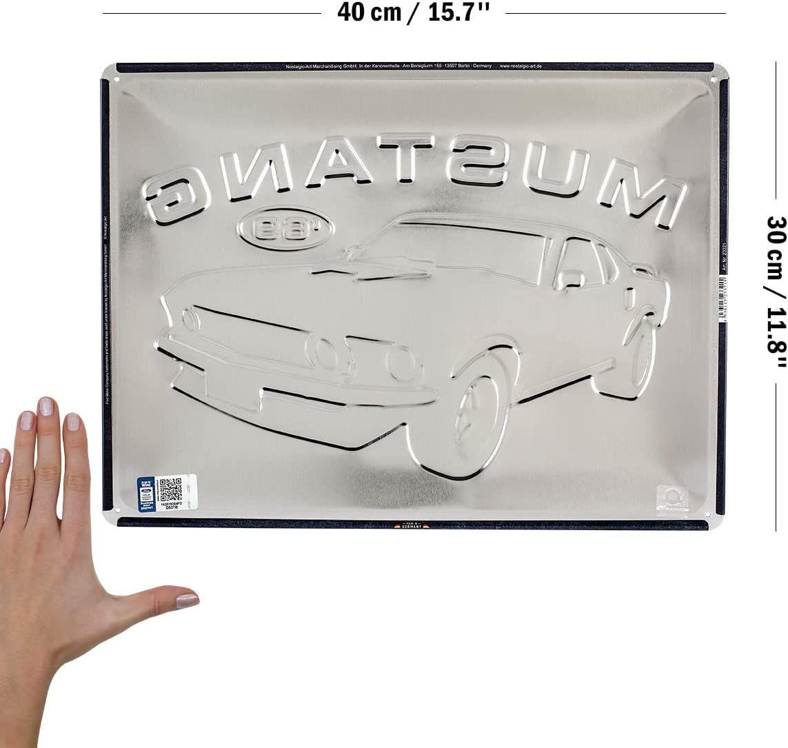 BLECHSCHILD 30/40 cm Ford Mustang Blue ´69 - Multicolor, Metall (40/30/0.2cm) - Nostalgic-Art