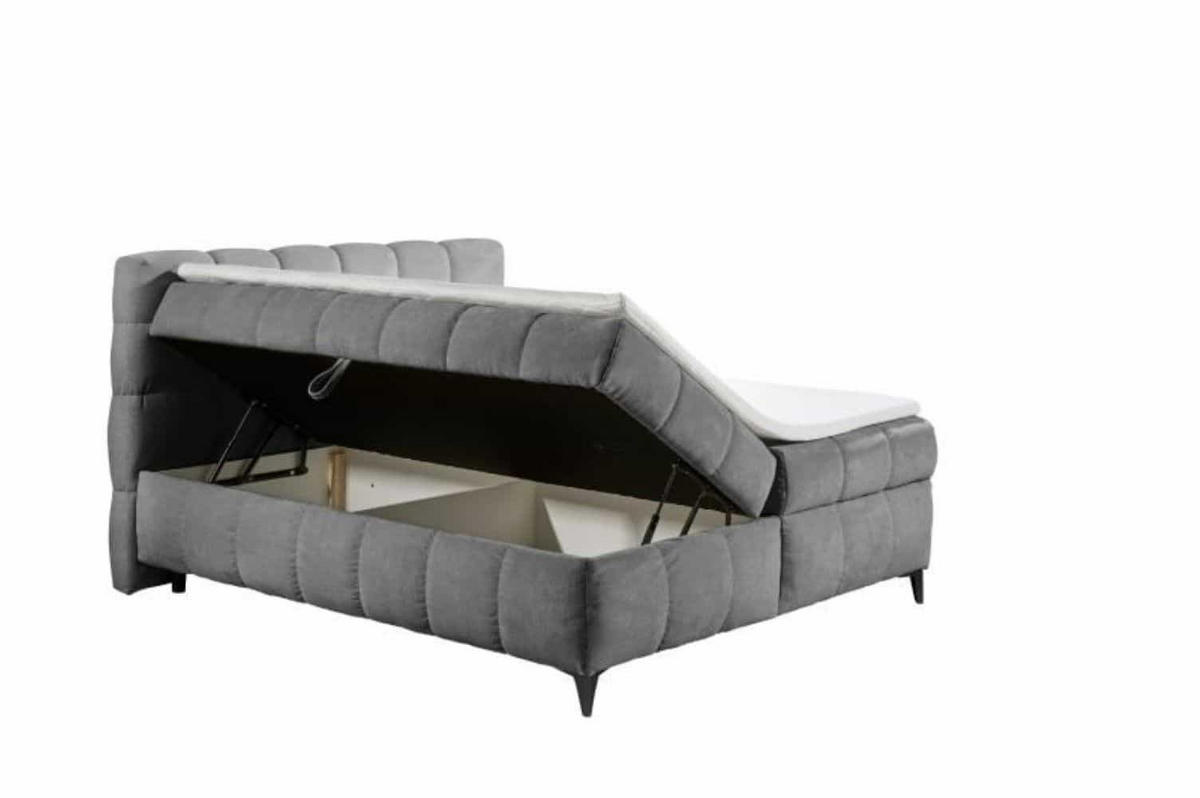 BOXSPRINGBETT 180x200 inkl. Topper, Matratze unde Bettkasten - Schwarz/Grau, Holz/Kunststoff (180/200cm) - ed exciting design