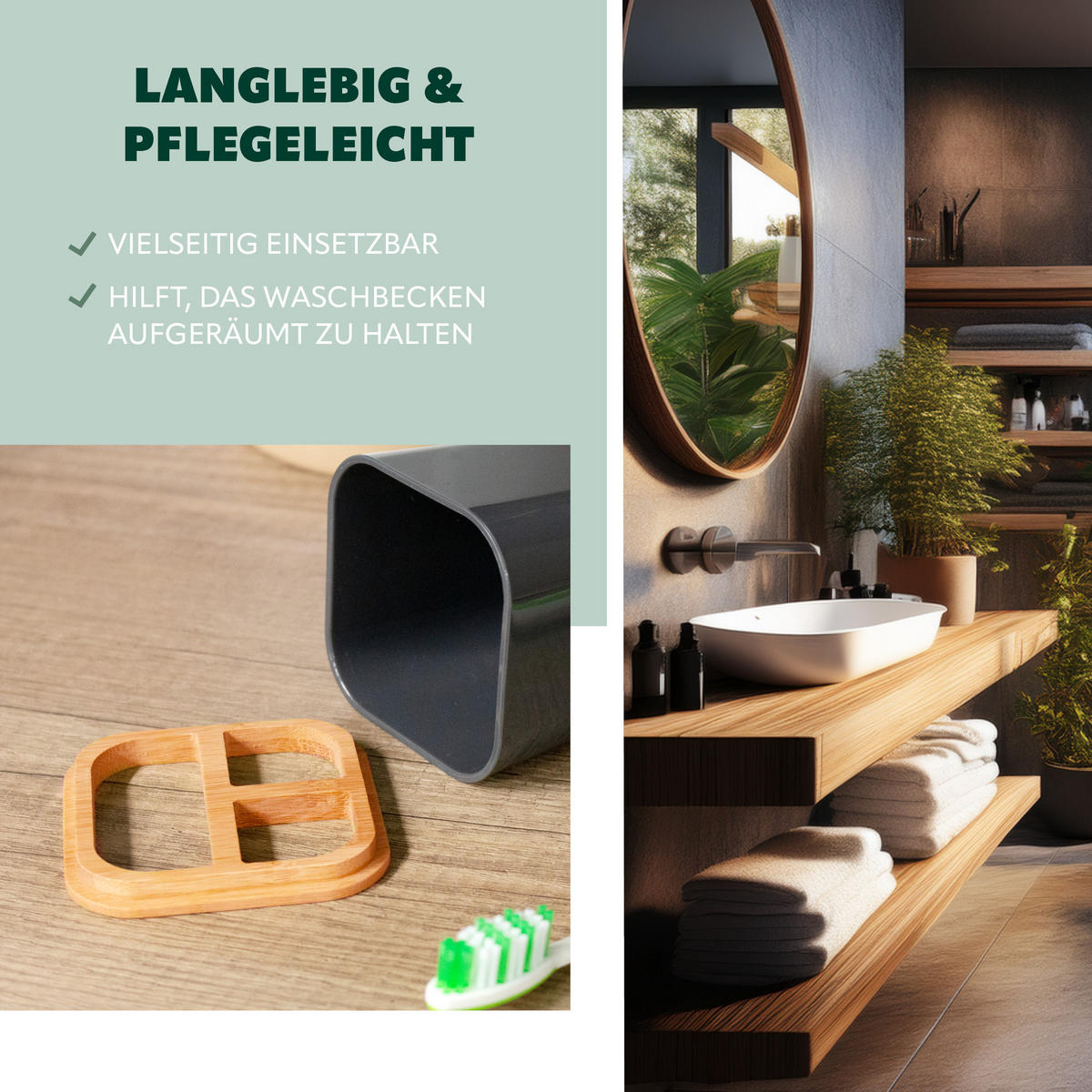 ZAHNBÜRSTENHALTER CALVI, grau - Grau, Kunststoff (7.4/11.5/7.4cm) - bremermann