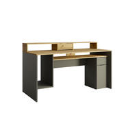 GAMINGTISCH ROX 160 cm breit in Graphit / Eiche Artisan - Graphitfarben/Eiche Artisan, Holzwerkstoff (70/160/92cm) - Deine Möbel 24