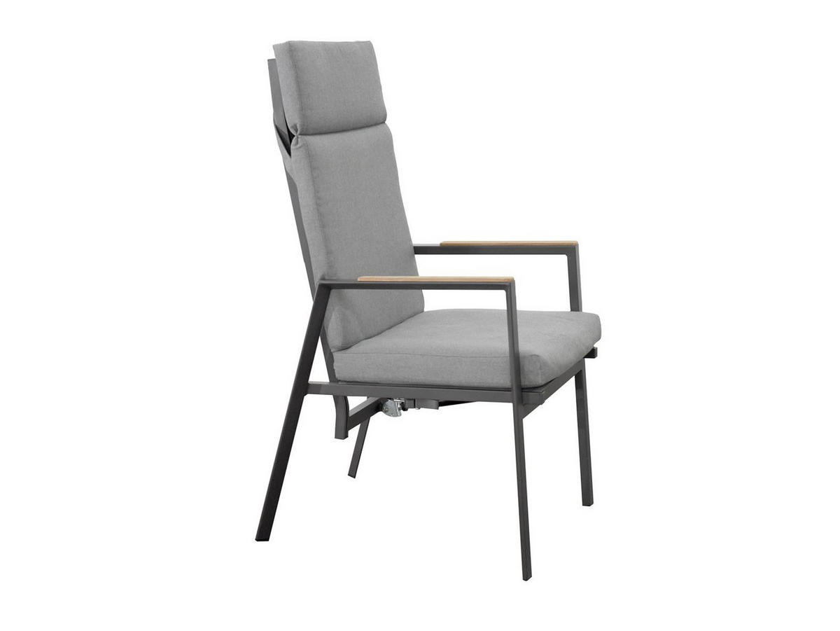 GARTENSTUHL Brisbane 2er-Set Anthrazit Aluminium stapelbar Hochlehner verstellbare Lehne - Grau, Kunststoff (57/111/63cm) - Green Spirit