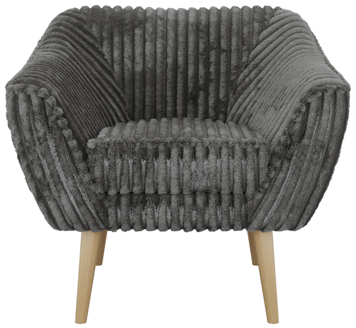 SESSEL PIRS - Grau Cord - Holzbeine - Buchefarben/Grau, Holzwerkstoff/Textil (80/75/74cm) - MKS