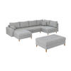 WOHNLANDSCHAFT inkl. Hocker Alma Hellgrau Cord - Hellgrau/Braun, Holz/Textil (310/81/161cm) - S-Style Möbel