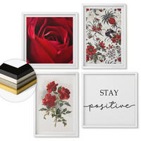 WANDBILDER 4er-Set - 50x50 cm & 40x60 cm Weißer Rahmen - Inschrift mit roten Rosen - Weiß, Kunststoff (50/50cm) - ArtPrintCave