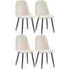 STUHL 4er Set Samt Cremeweiß - Schwarz/Weiß, Textil/Metall (45/88/54cm) - CLP