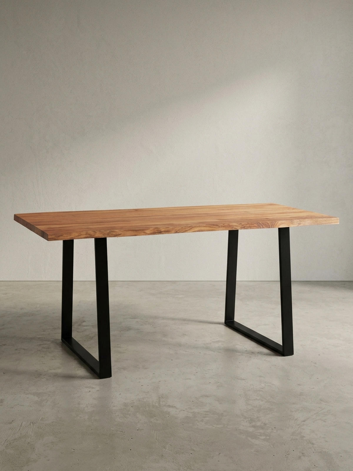 SCHREIBTISCH Massivholz Baumkante Handgefertigt Akazie TARN, Goldbraun-Schwarz 200x100x76 cm - Schwarz/Braun, Holz/Metall (100/200/76cm) - KADIMA DESIGN