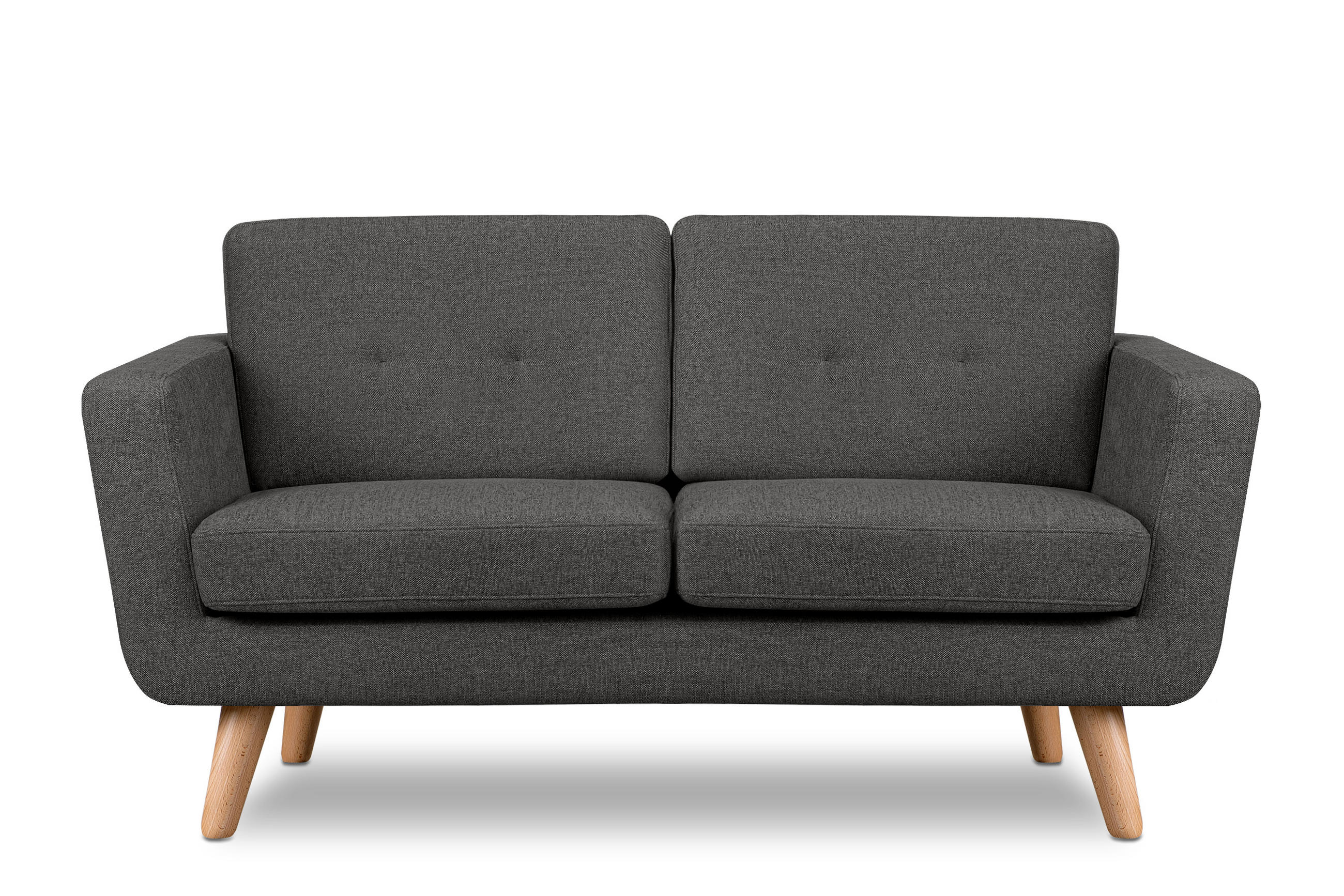 2-SITZER-SOFA TAGIO II mit Armlehnen, Graphit/Braun - Graphitfarben, Textil (88/80/153cm) - KONSIMO®