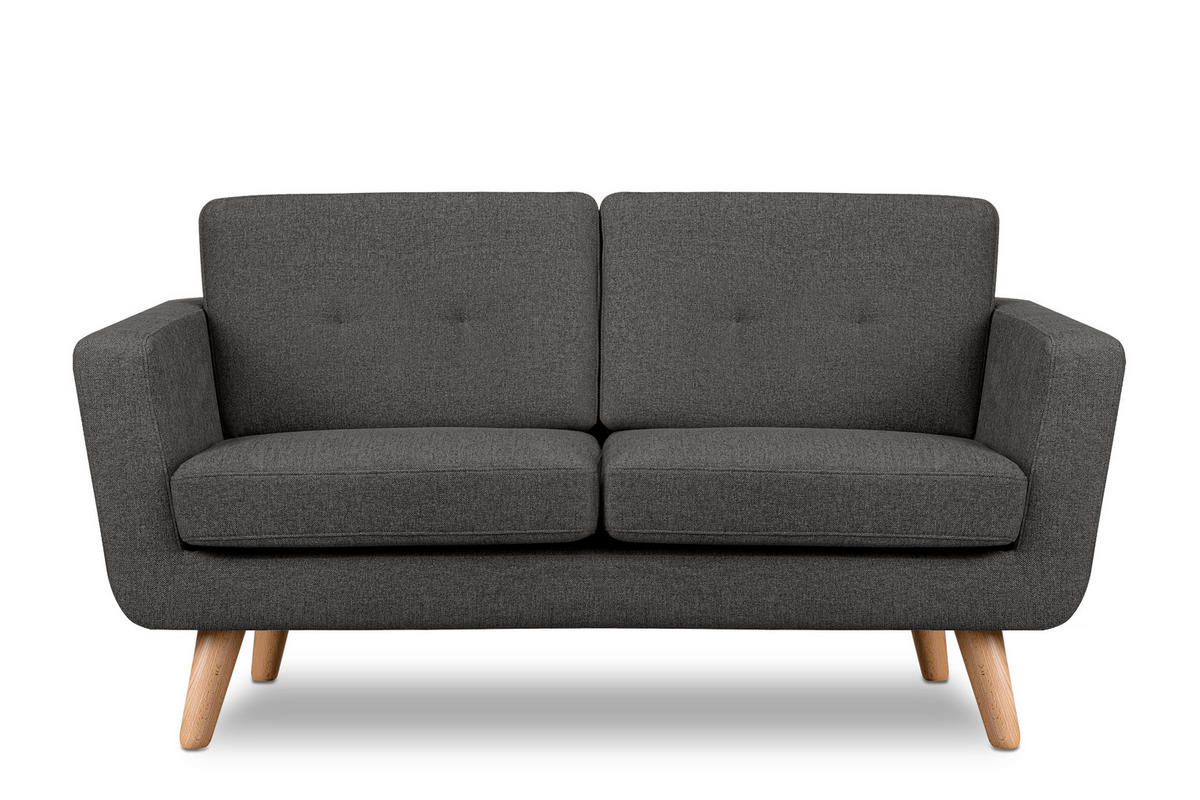 2-SITZER-SOFA TAGIO II mit Armlehnen, Graphit/Braun - Graphitfarben, Textil (88/80/153cm) - KONSIMO®