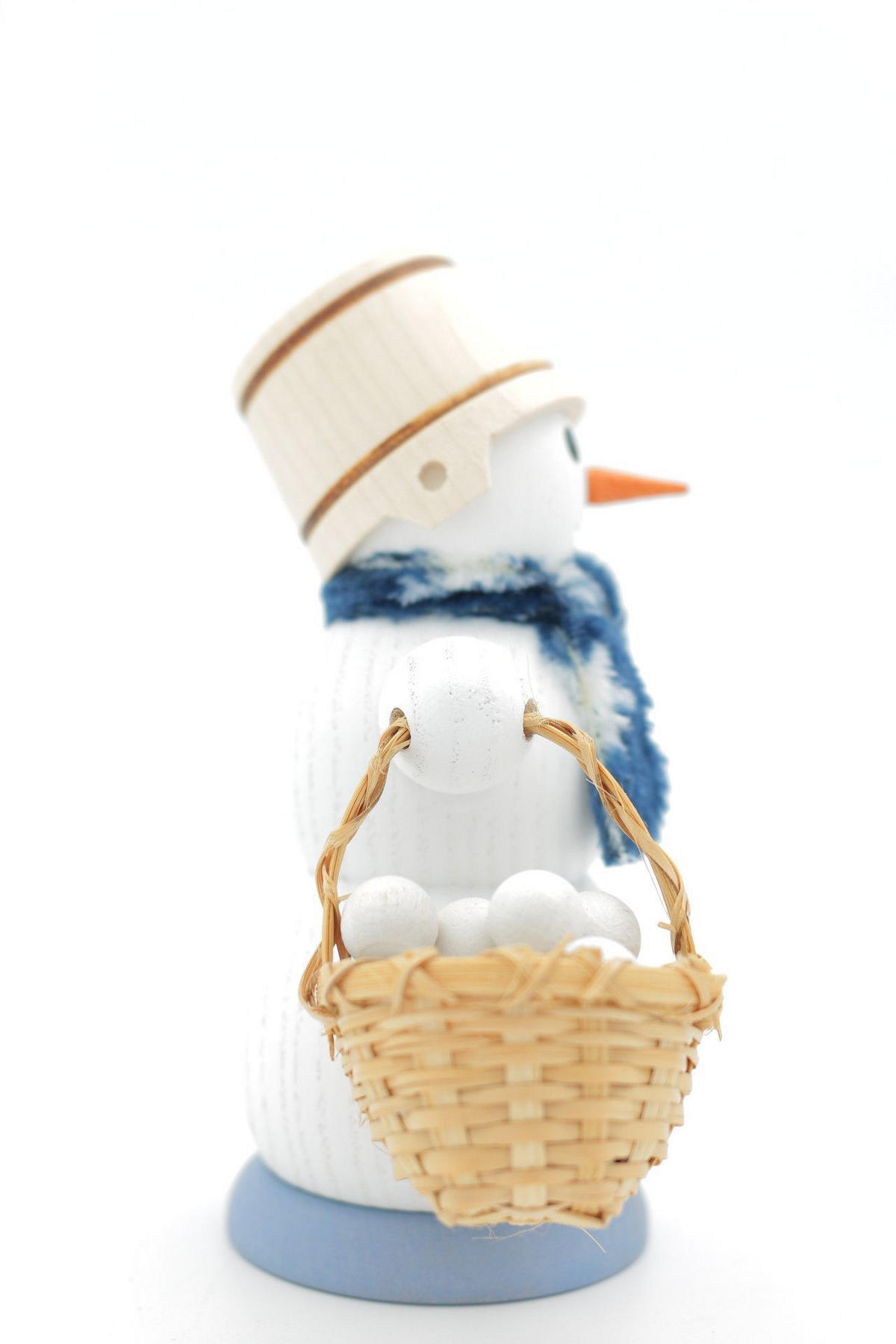 RAUCHFIGUR Schneemann mit Schneeballkorb 13 cm - Multicolor, Holz (6/13/10cm)