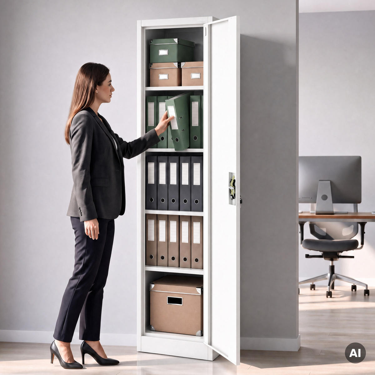 AKTENSCHRANK ALEX - Weiß, Metall (45/185/40cm) - Jan Nowak