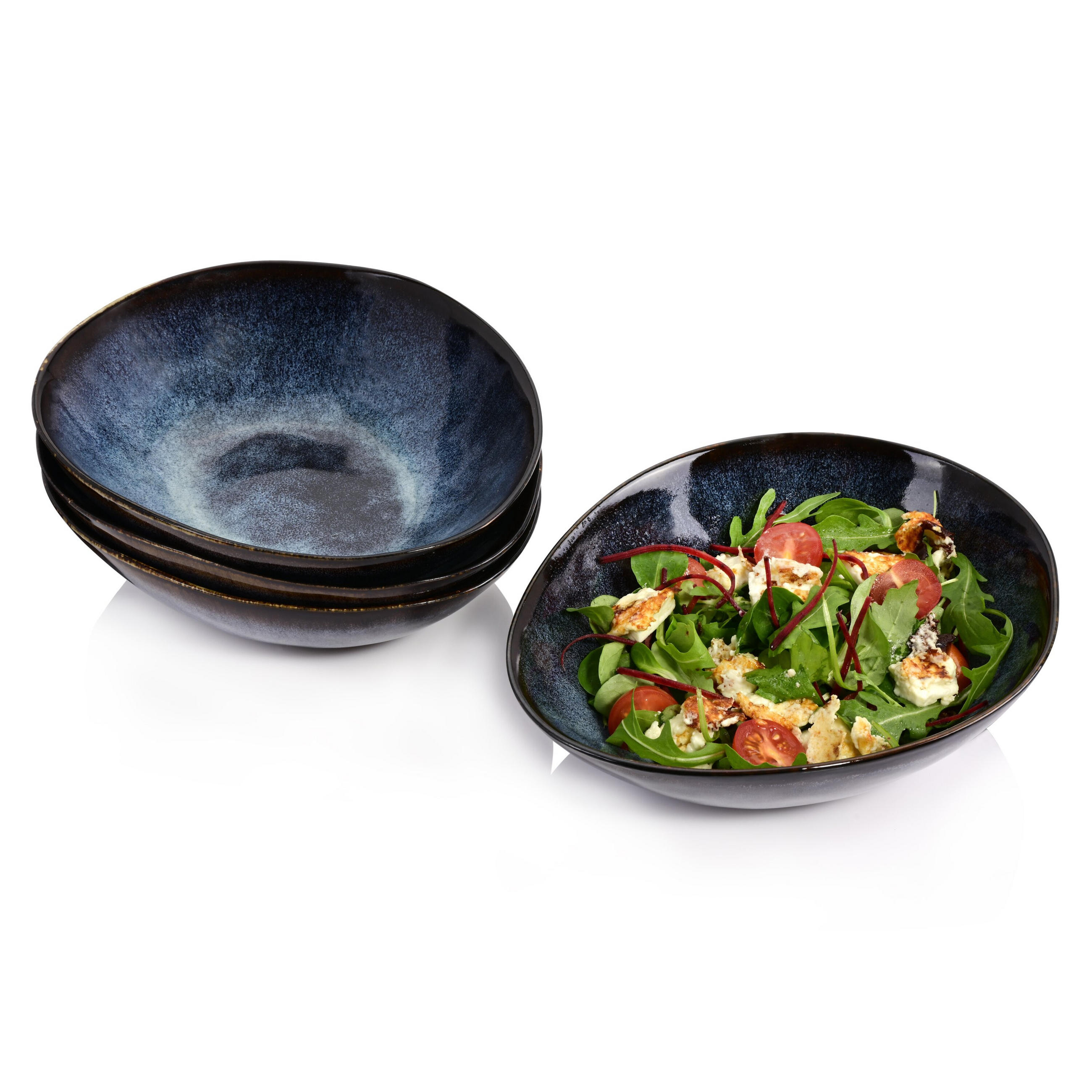 SALATSCHALEN SET TOKIO - 4 teilig aus Steingut - Dunkelblau, Keramik (20cm) - Sänger