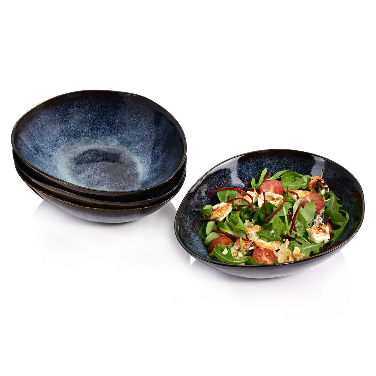 SALATSCHALEN SET TOKIO - 4 teilig aus Steingut - Dunkelblau, Keramik (20cm) - Sänger