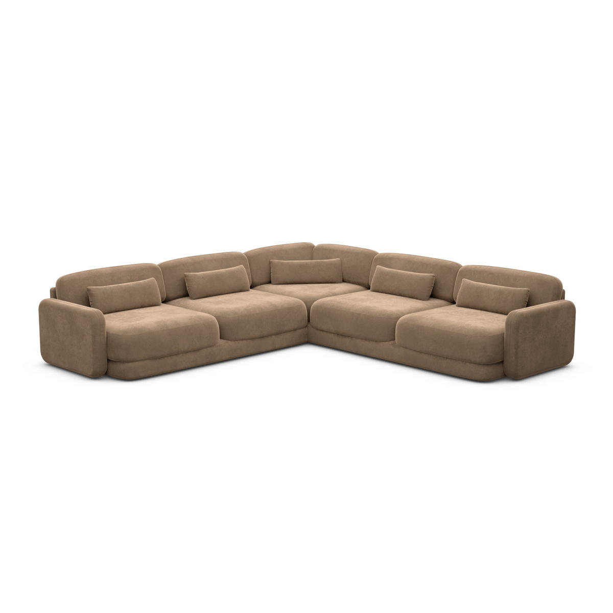 ECKSOFA Valencia L Form Samtstoff Braun - Braun, Textil (229/229cm) - Sofa Dreams