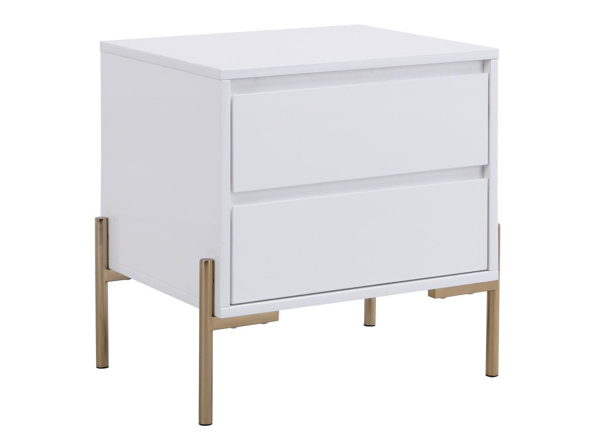 NACHTTISCH mit 2 Schubladen - MDF & Metall - Goldfarben & Weiß lackiert - KORASA - Weiß, Holz (40/50/50cm) - Pascal Morabito