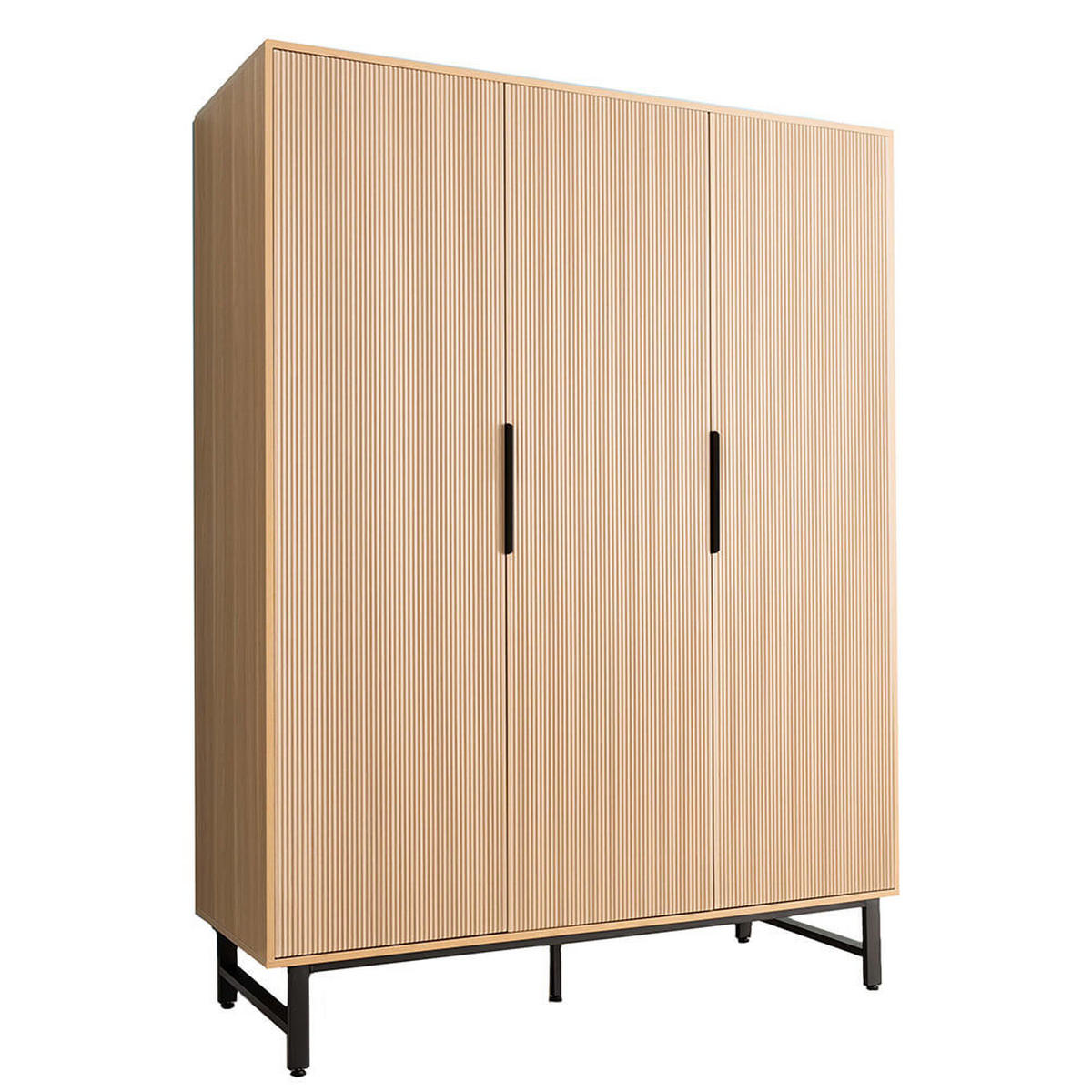 KLEIDERSCHRANK NYLA - Natur/Schwarz, 150 x 200 cm - Naturfarben, Holzwerkstoff (150/200/60cm) - Home Deluxe