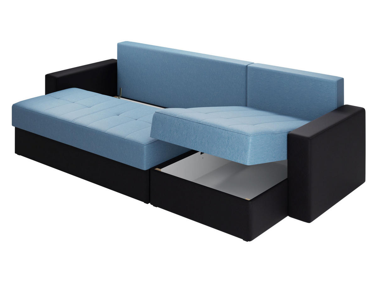 ECKSOFA Calabrini - Blau/Schwarz, Holz/Kunststoff (233/140cm) - MIRJAN24
