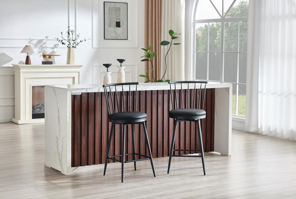 BARHOCKER mit gepolstertem Sitz Metall Schwarz - Schwarz, Metall (39/96/39cm) - Meubliv