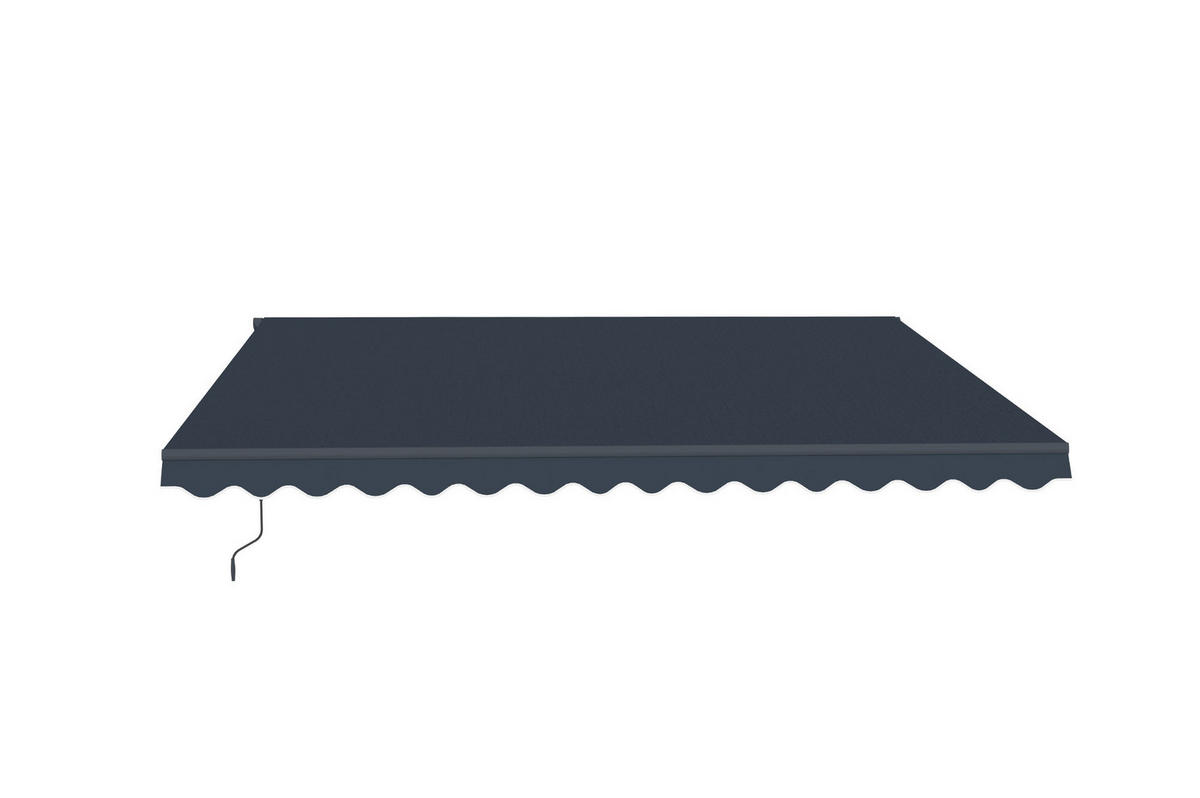 EINTEILIGE MARKISE Vecchio Grau 4m x 3m - Premium-Leinwand 320g/m² - Grau, Metall (395/270/300cm) - Cazeboo