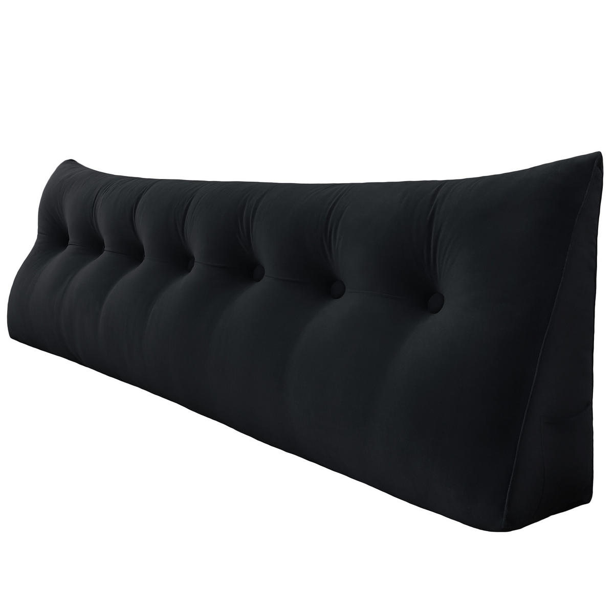 RÜCKENKISSEN für Bett Samt Schwarz 200 cm - Schwarz, Textil (50/200cm) - Vercart