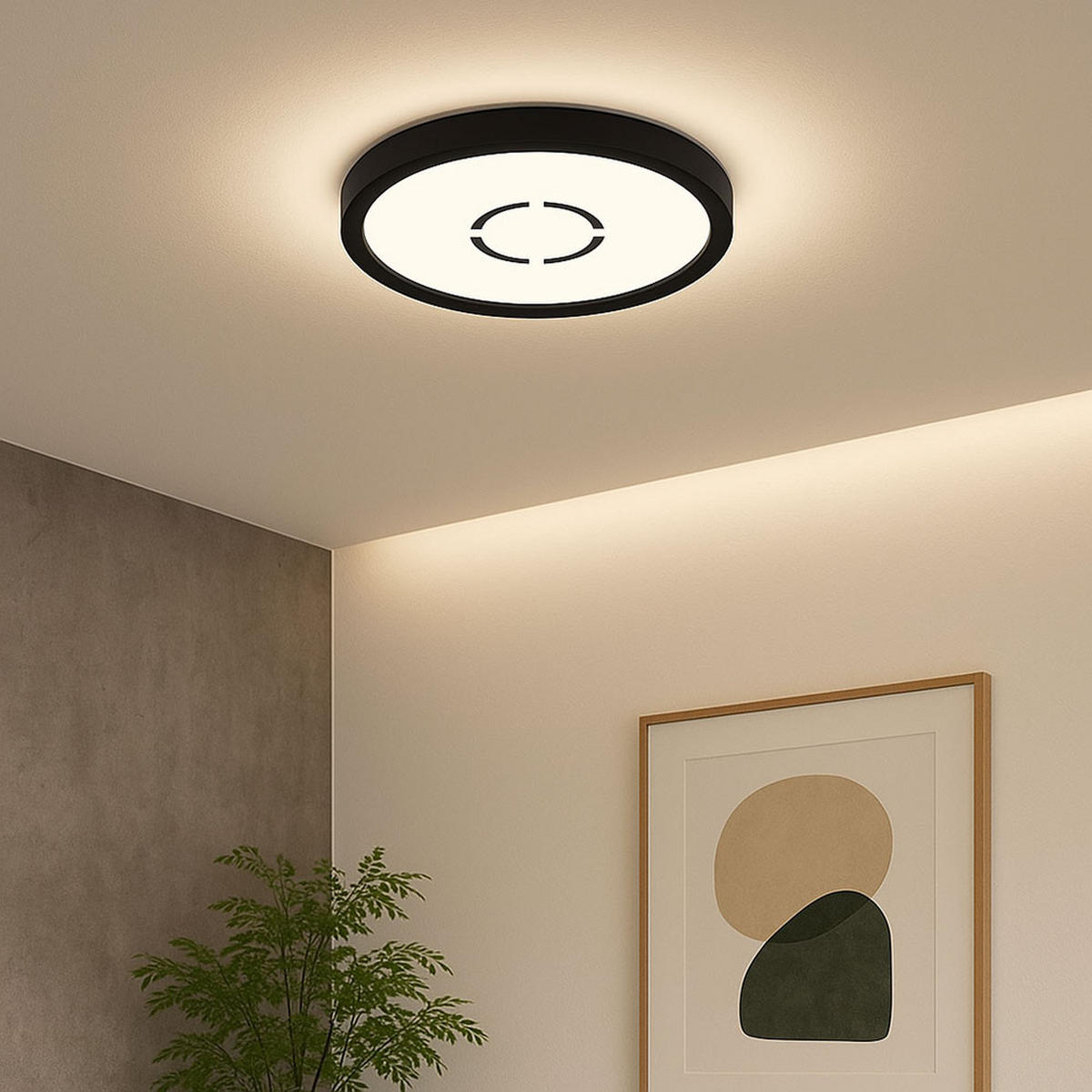 LED DECKENLEUCHTE Backlight Schwarz - Schwarz, Kunststoff (19/19/2.8cm) - Briloner