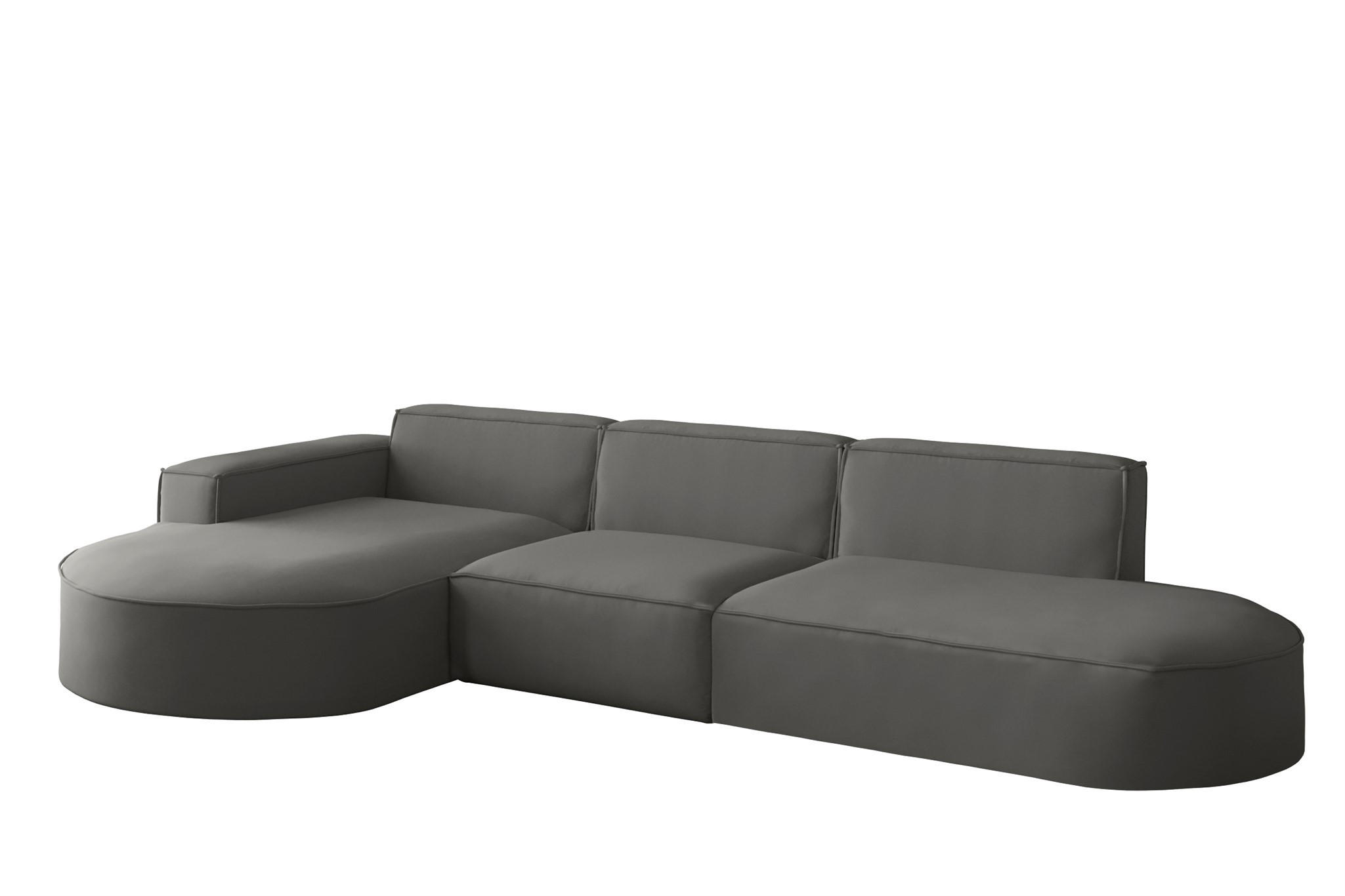 ECKSOFA Ottomane Palma Opera Velvet - Anthrazit, Holzwerkstoff/Textil (296/165cm) - Fun Möbel