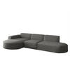 ECKSOFA Ottomane Palma Opera Velvet - Anthrazit, Holzwerkstoff/Textil (296/165cm) - Fun Möbel